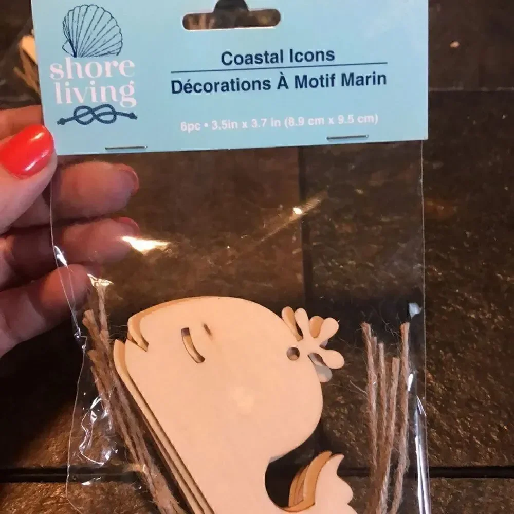Shore Living wood cut out whale shape crafting icons pack of 6 pieces x 4 packs